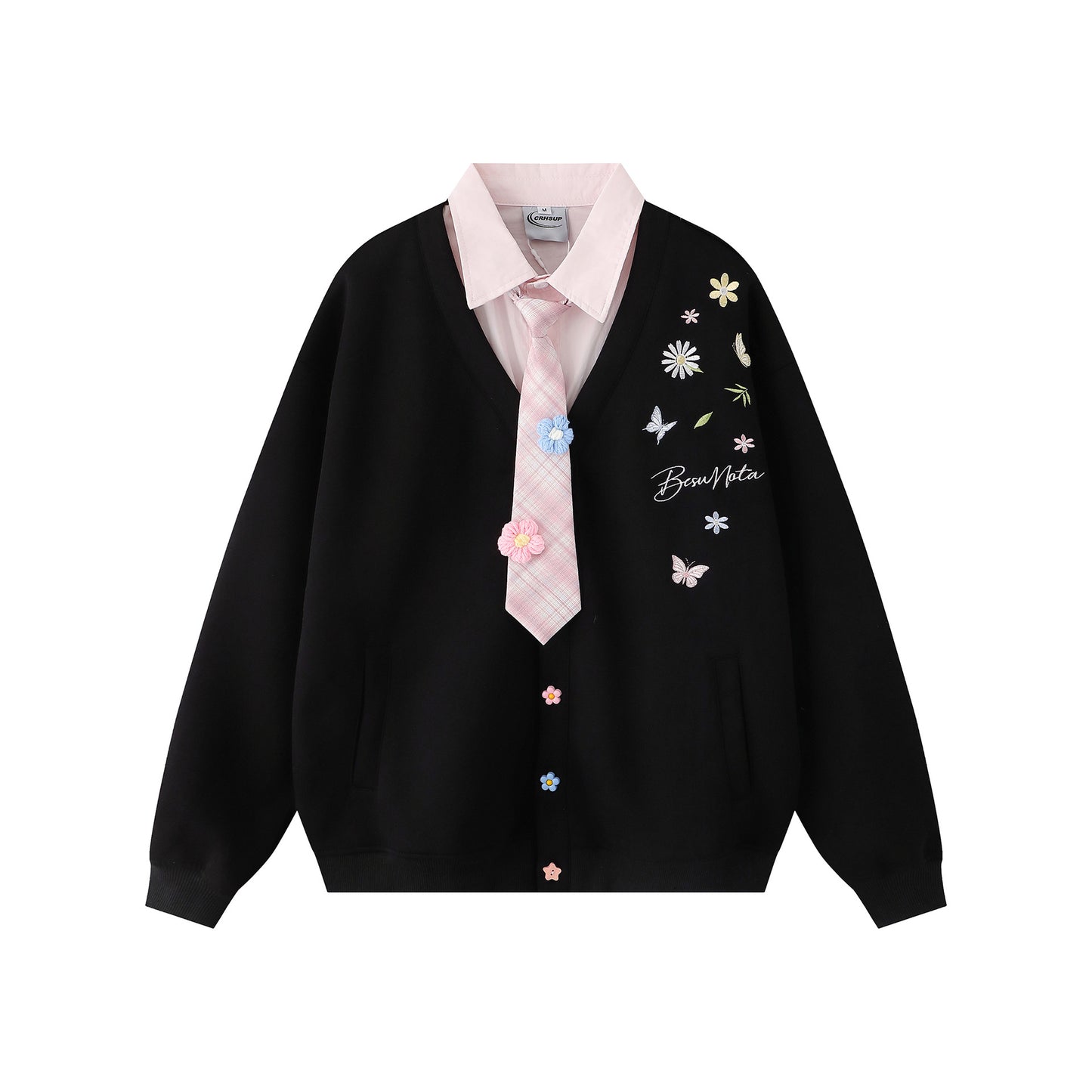 Fake two collared hoodies
