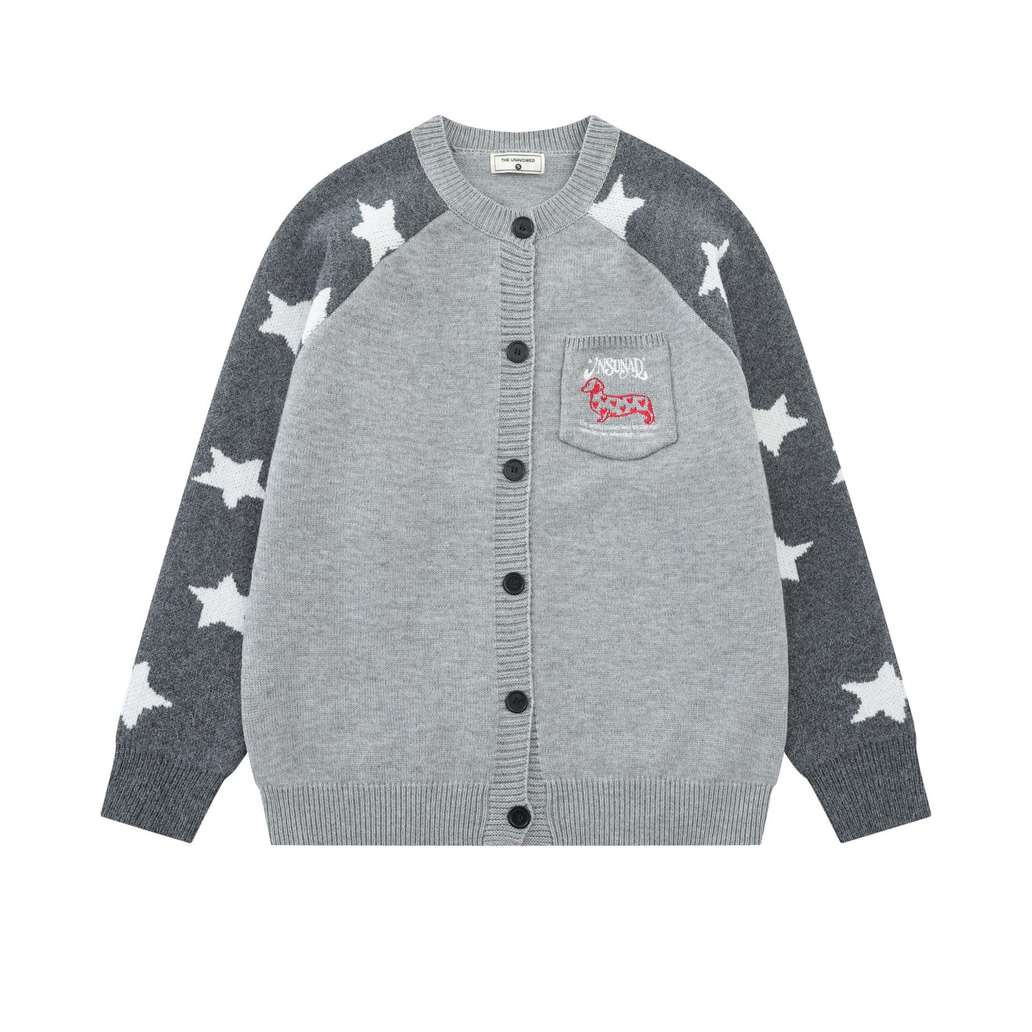 Color blocking star jacquard knitted jacket