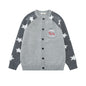 Color blocking star jacquard knitted jacket