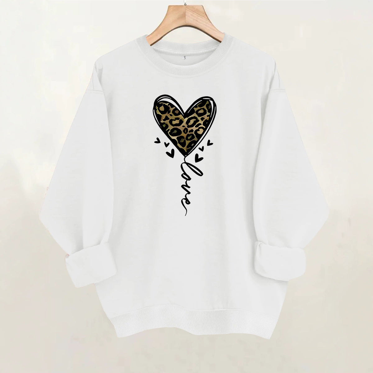 Printed round neck fleece hoodie