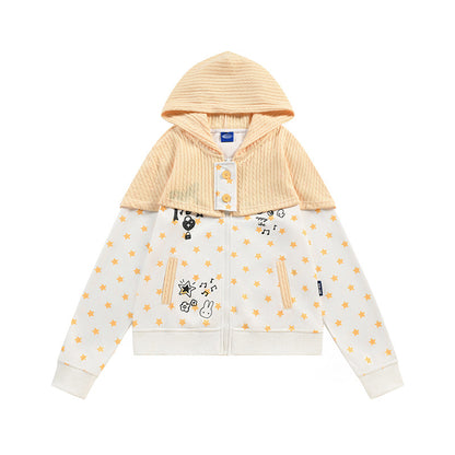 Twisted flower patchwork star hoodie