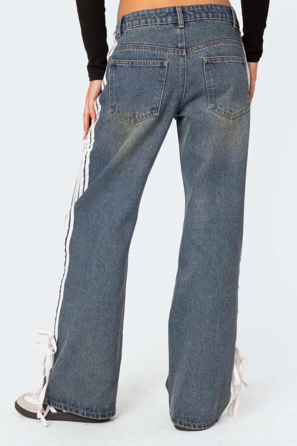 Side Striped Wide Leg Jeans