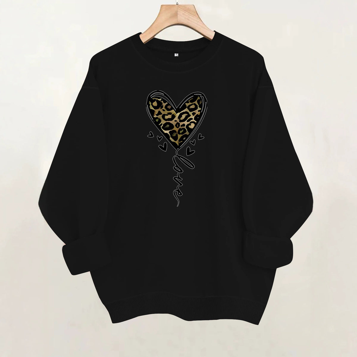 Printed round neck fleece hoodie