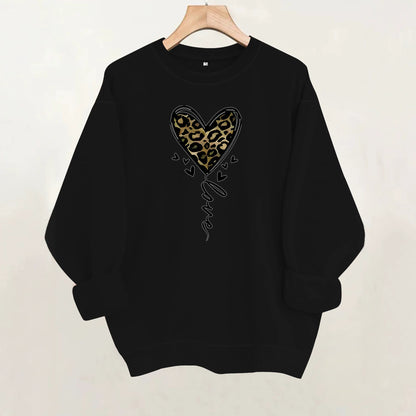 Printed round neck fleece hoodie