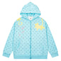 Polka dot printed star flower zipper cardigan jacket