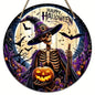 Halloween Wooden Round Pumpkin Sign Plaque Door Hanging Decor for Halloween Party Wooden Front Door Sign