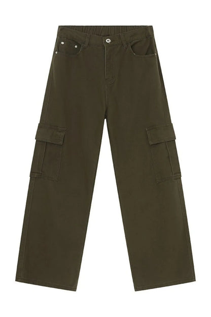 Hight Rise Wide Leg Cargo Pants