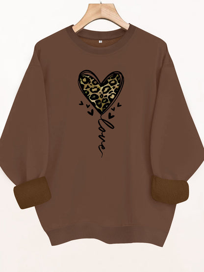 Printed round neck fleece hoodie